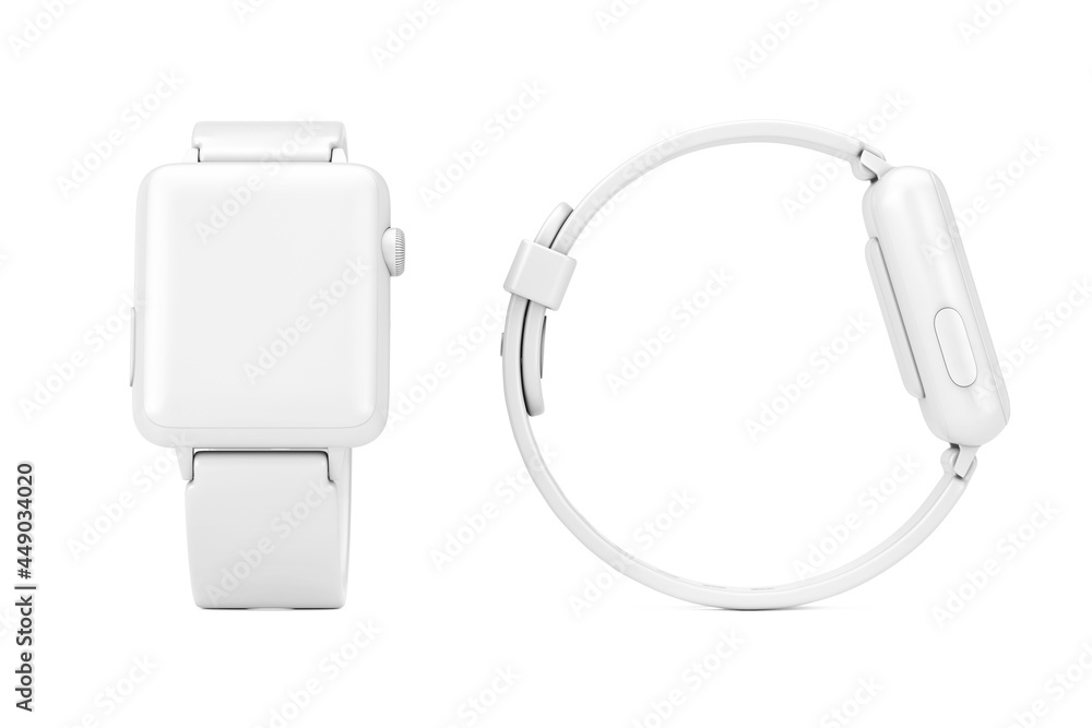 Poster white modern smart watch mockup with strap in clay style. 3d rendering