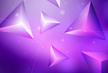 Light Purple, Pink vector shining triangular background.