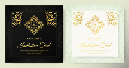 Fototapeta na wymiar mandala style luxury white and black invitation card