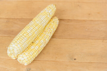Closeup to Fresh white corn 