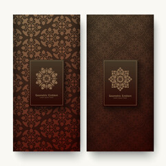 Set of luxury retro labels with calligraphic vector logo. Antique monogram collection.