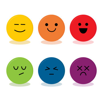 Emotion levels on the scale of different faces icon. Design element for feedback, review, rating, product review. set emoji with different emotions on white background. vector illustration