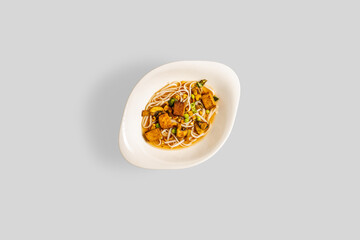 ramen noodles on white surface