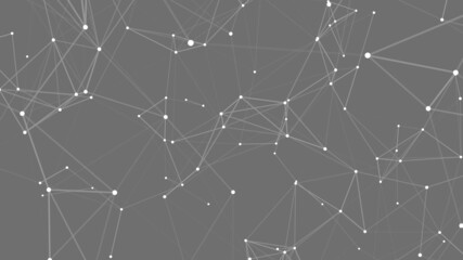 Abstract polygonal background with connecting dots and lines. Vector technology background. Digital interlacing of glowing lines, dots and triangles. 3d vector illustration