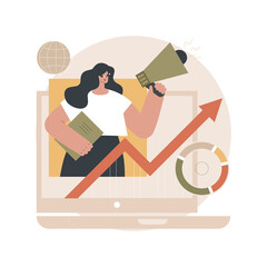 Digital marketing strategy abstract concept vector illustration. Brand insight, social media content campaign, measurement tools, achieve company goals, online marketing channels abstract metaphor.