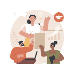 Professional development of teachers abstract concept vector illustration. School authority initiative, training for teachers, conference and seminar, qualification programme abstract metaphor.