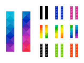 Set of colorful 2 vertical lines isolated on white background. Good for project, web or app decoration element. Vector illustration.