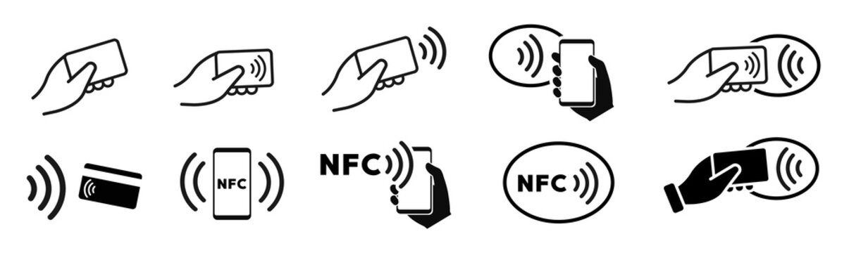 NFC concept icon set. Contactless payment