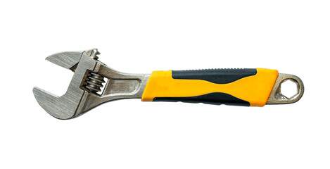 New wrench with rubberized handle isolated on white