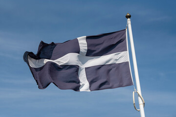Cornwall, England, UK. 2021.  St. Pirans Cross the Cornish flag which represents the west country...