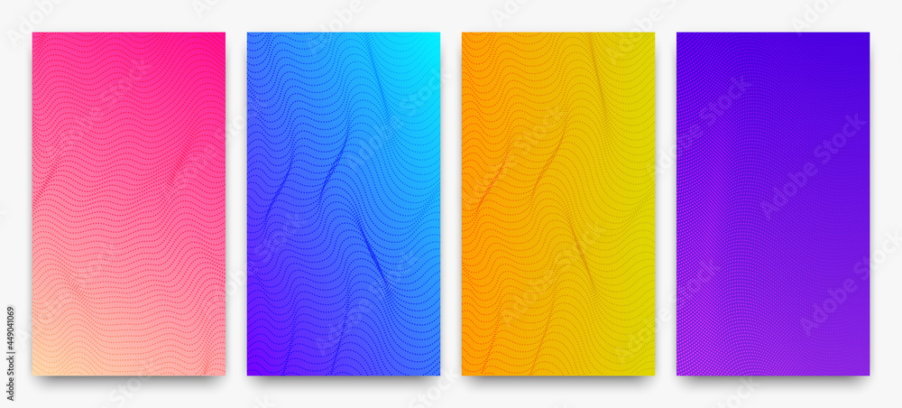Poster set of halftone gradient backgrounds with dots