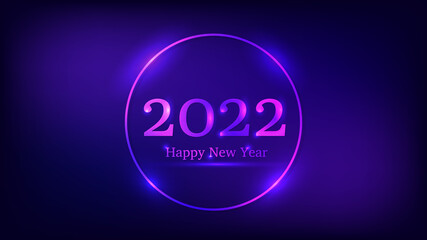 2022 Happy New Year neon background