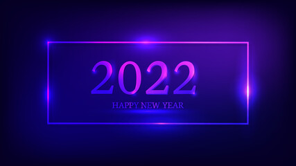 2022 Happy New Year neon background