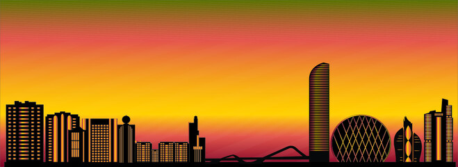 abu dhabi skyline landmark illustration