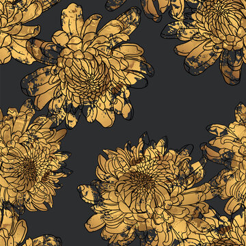 Seamless Pattern Japanese Chrysanthemum