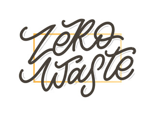 Concept Zero Waste handwritten text title sign. Vector illustration.