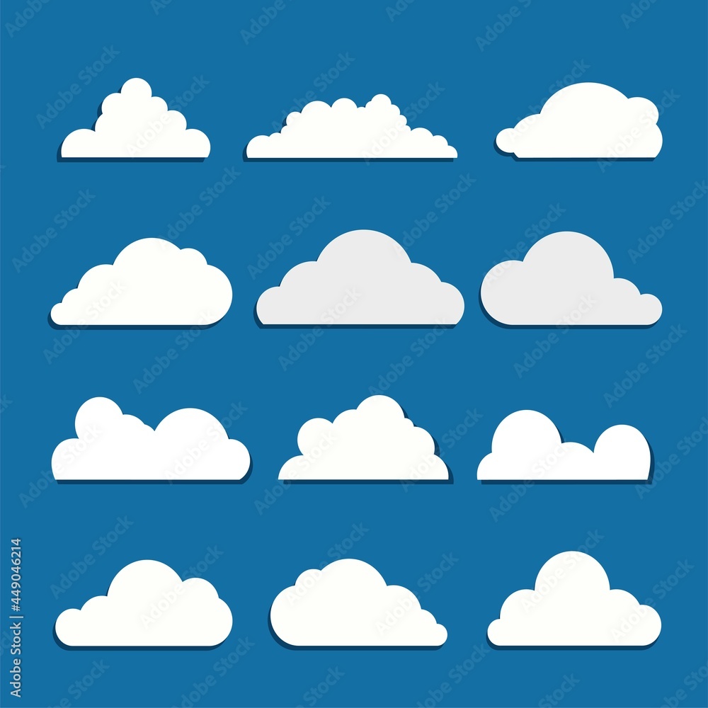 Poster big cloud flat two colour minimal icon set. vector