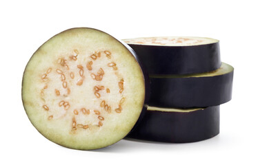 Eggplant slices on a white background. Isolated