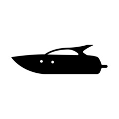 Boat icon. Yacht. Black silhouette. Side view. Vector simple flat graphic illustration. The isolated object on a white background. Isolate.