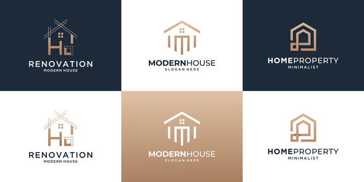 Set of building house logo design template with simple concept