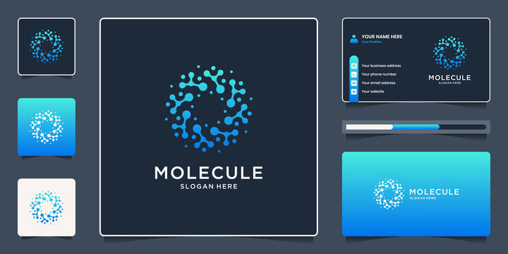 Abstract molecule with circle shape logo design and business card design