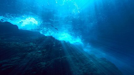 Fototapeta na wymiar Beautiful underwater magic and fantasy in ocean