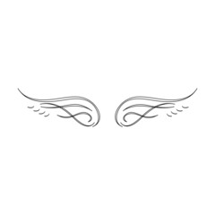 Angel wings vector illustration. Line Art Print. Tattoo. Printable Modern Illustration Decor. Minimalist Drawing.Corner Decor
