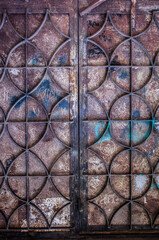 metal ancient lattice with picturesque rust. Background images.