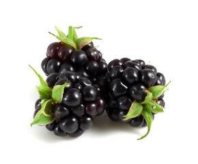 Fresh blackberries isolated on white background.