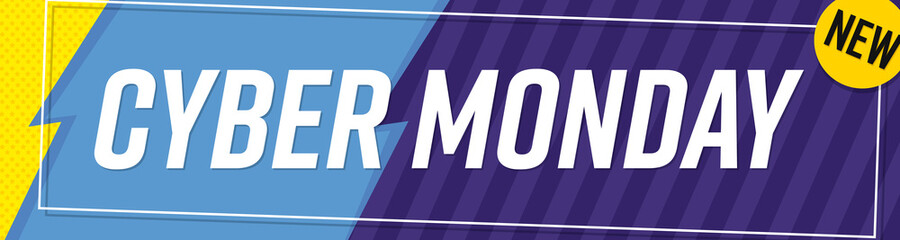 Cyber Monday Sale, web banner design template, discount horizontal poster, vector illustration