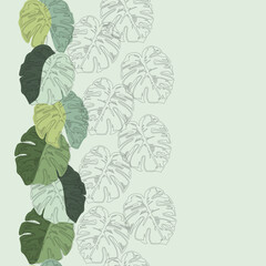 pattern with tropical leaves on a gentle background 