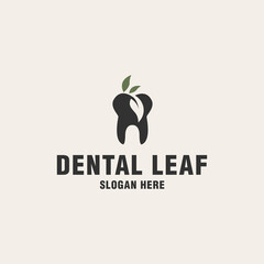 Dental leaf logo template on monogram style