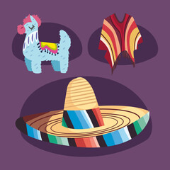 three mexican independence day icons