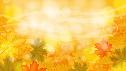 Fototapeta na wymiar Autumn sunny background with leaves and highlights. Vector illustration