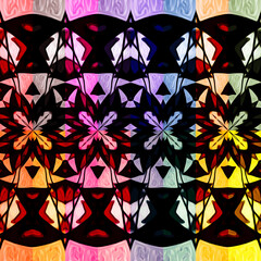 Geometric pattern on abstract background, colorful decorative art, greeting card template, graphic design illustration wallpaper, stained glass windows