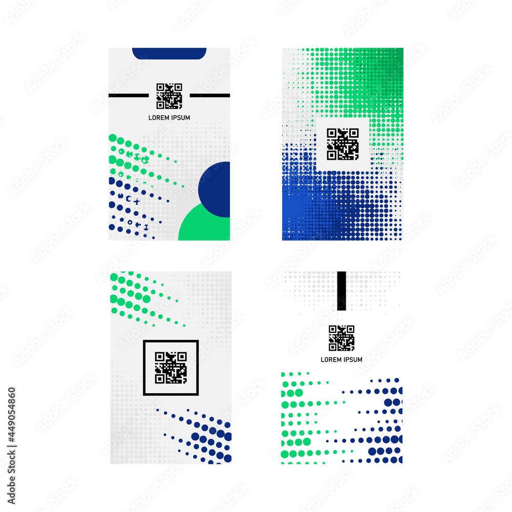 Poster abstract dot qr code label design collection