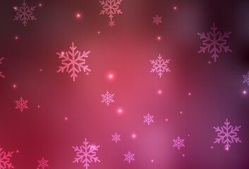 Light Pink, Red vector pattern in Christmas style.