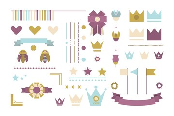 Set of children s funny pictures isolated on a white background. Sticker pack. Drawings for the design of children's toys, books, packaging, wallpapers. Flat design. vector illustration. Hand drawn.