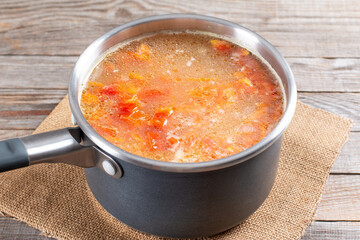 Vegetable soup with lentils. Step by step.