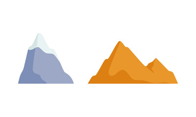 Simple Mountain and Rock as Landscape and Environment Element Vector Set