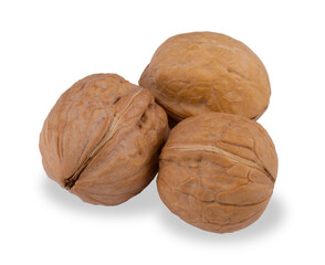 Three white nuts isolated on a white background.