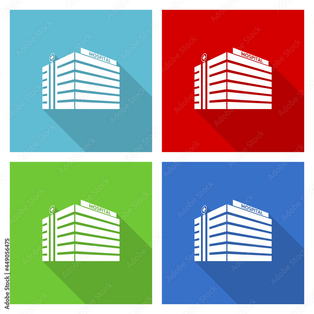 Poster hospital building icon set, flat design vector illustration in eps 10 for webdesign and mobile appli