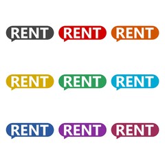 Rent color icon set isolated on white background