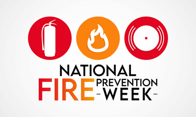 National Fire Prevention Week is observed every year in October, to raise fire safety awareness, and help ensure our home and family is protected. Vector illustration - Powered by Adobe