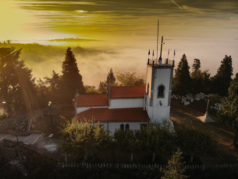 Aerial view of Chuch at Monte Castro - Gondomar - Portugal