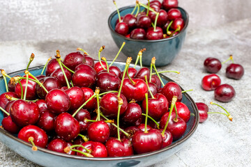 Bowl full of ripe cherries