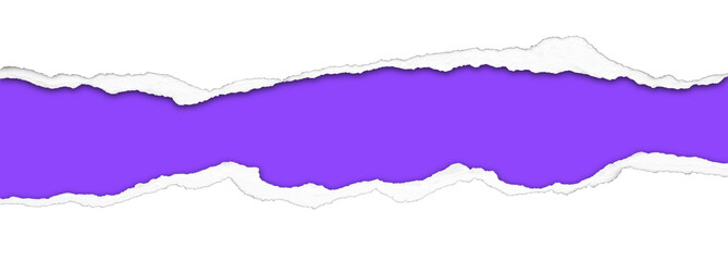 Gap in white ripped paper on purple background