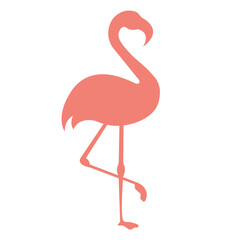 Pink silhouette of a flamingo. Vector illustration. Isolated.