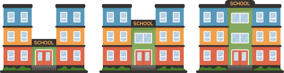 school building in flat style isolated on white background.