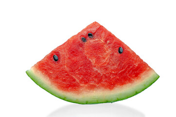 A piece of ripe watermelon isolated on a white background